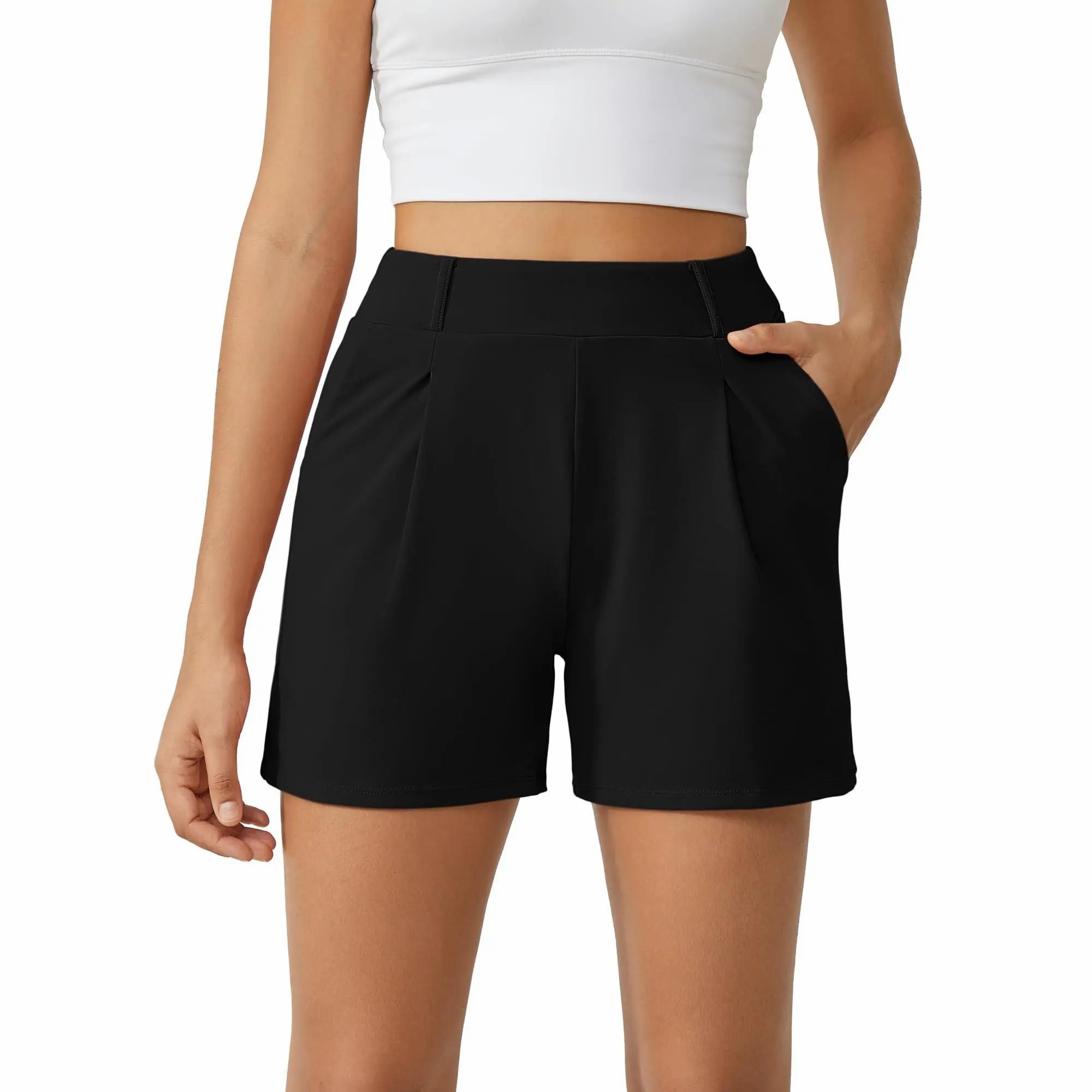 Women's High Waisted Casual Summer Shorts – Wide Leg Athletic Shorts with Pockets