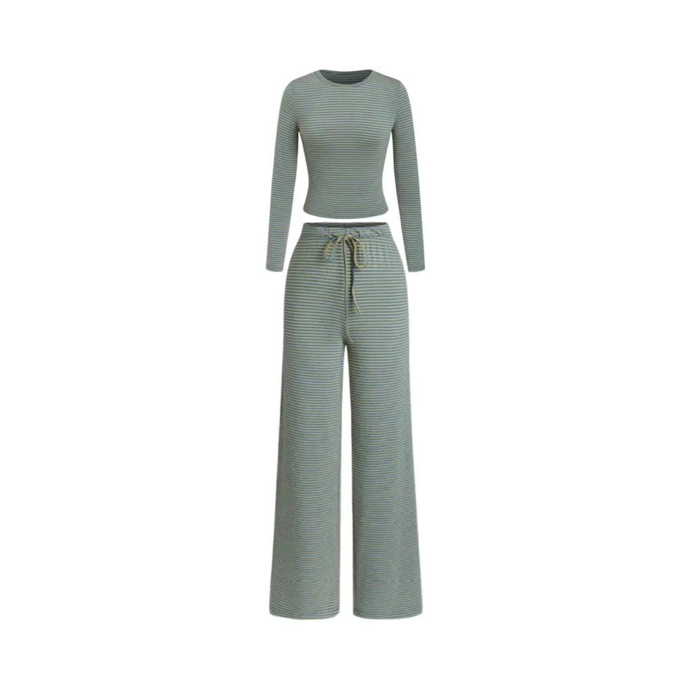 Women's Casual Striped Top & Pants Set