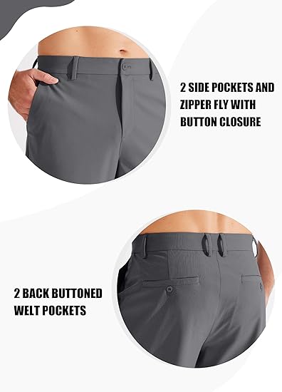 Men's Golf Pants Classic Fit Flat Front Work Dress Pants 29