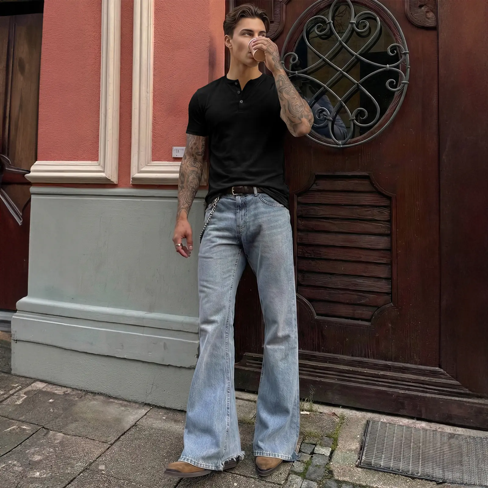 🔥2026 Flash Sale🔥Men's Muscle Slim Fit Button Henley Shirt