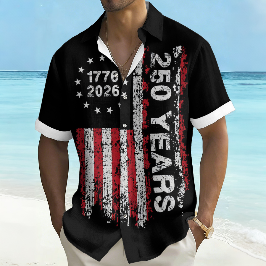 Men'S Hawaiian Vacation Printed Casual Short Sleeved Shirt (Including Pockets)