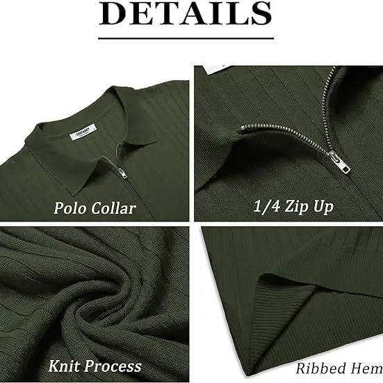 New York Fashion Week Men's Zip-Up Short-Sleeve Polo Shirt