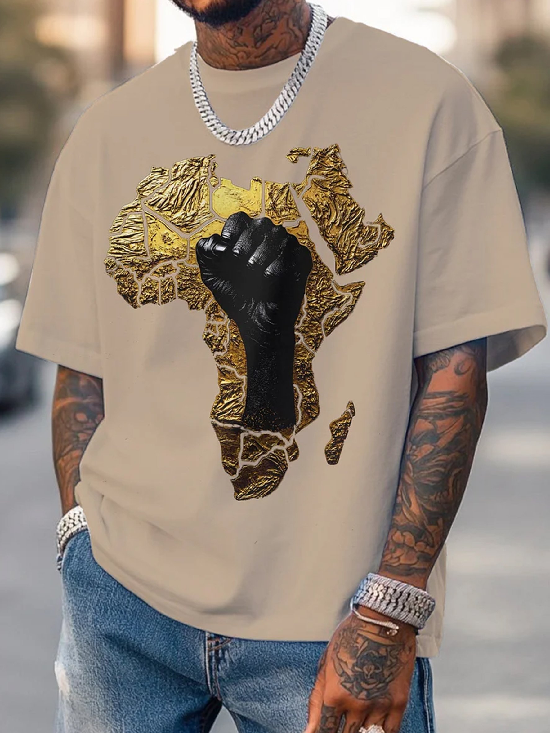 Men's Retro African Culture Print Casual Top