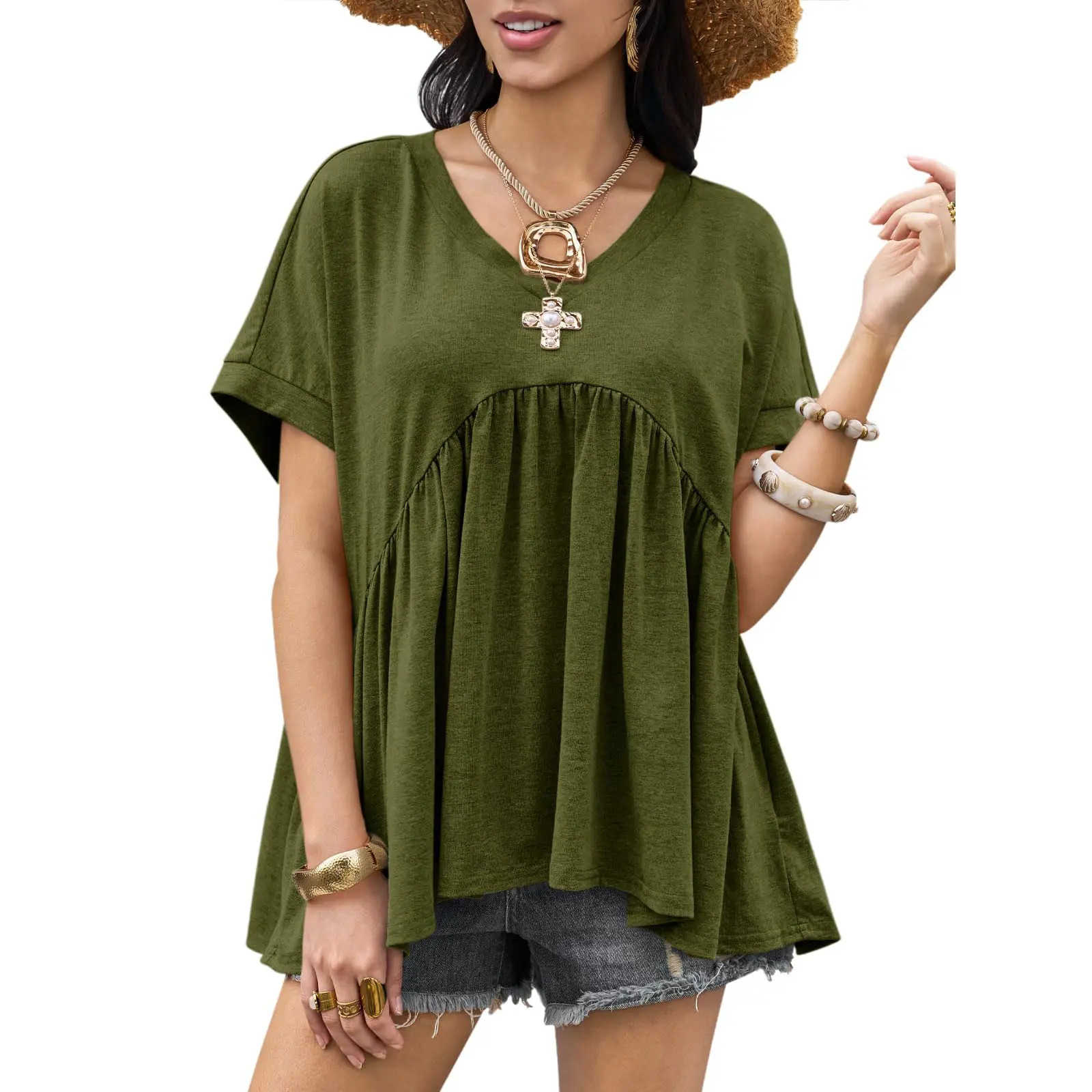 Women's Summer Ruffle-Hem Top