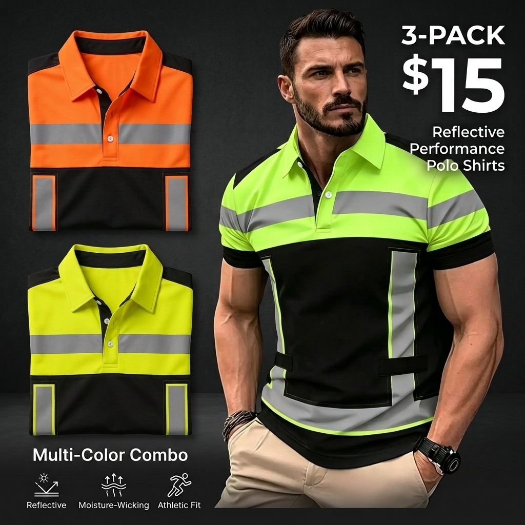 🎉Men's Reflective 3D Print Polo Shirt