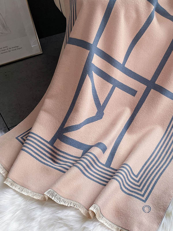 Vintage Keep Warm Striped Tasseled Shawl&Scarf