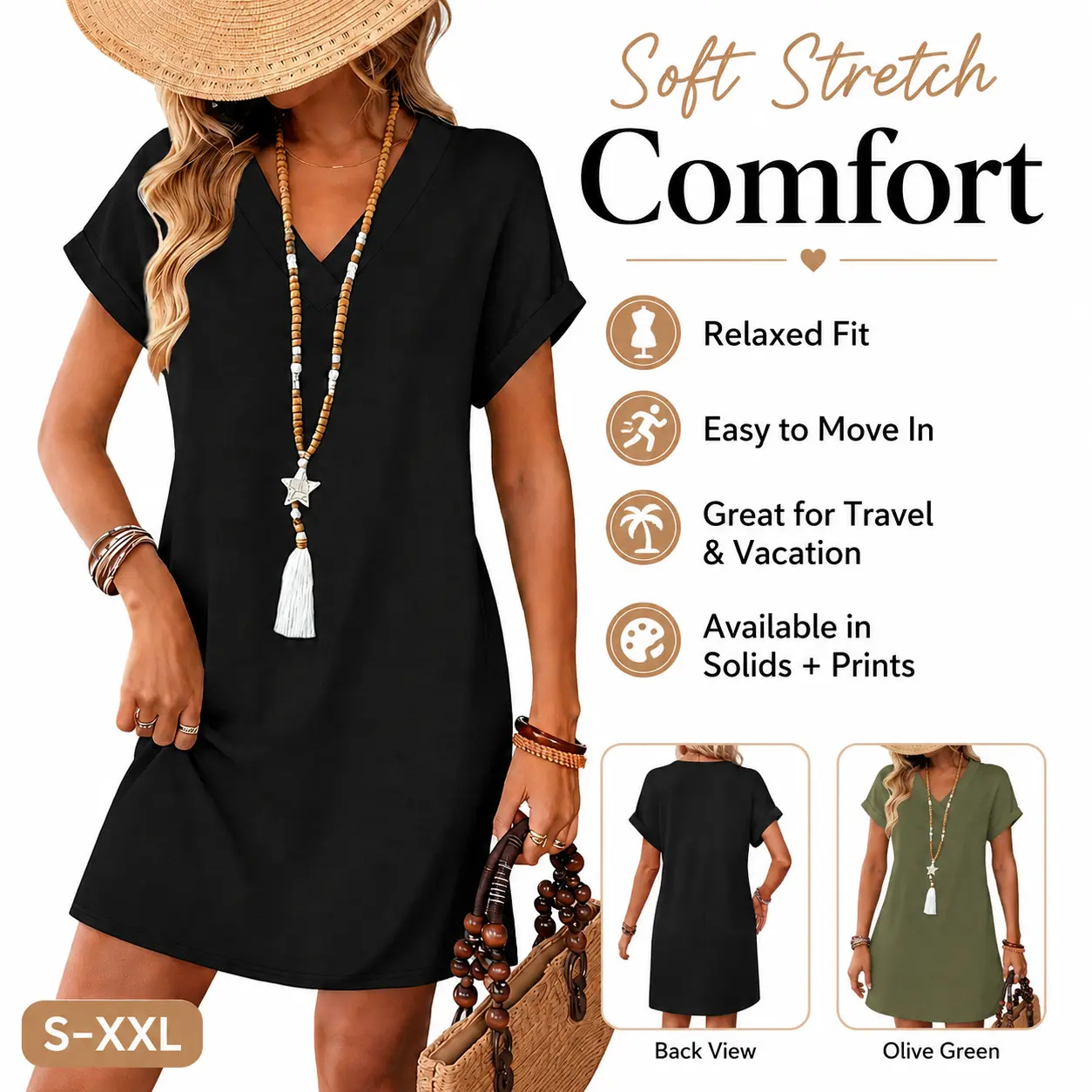 2026 Casual Summer Tshirt Dress Wedding Guest Dresses Short Sleeve Fashion Beach Vacation Clothes