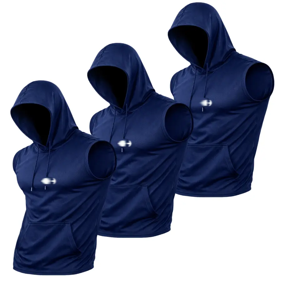 3-Pack Men’s Quick-Dry Cooling Hooded Sleeveless Tops