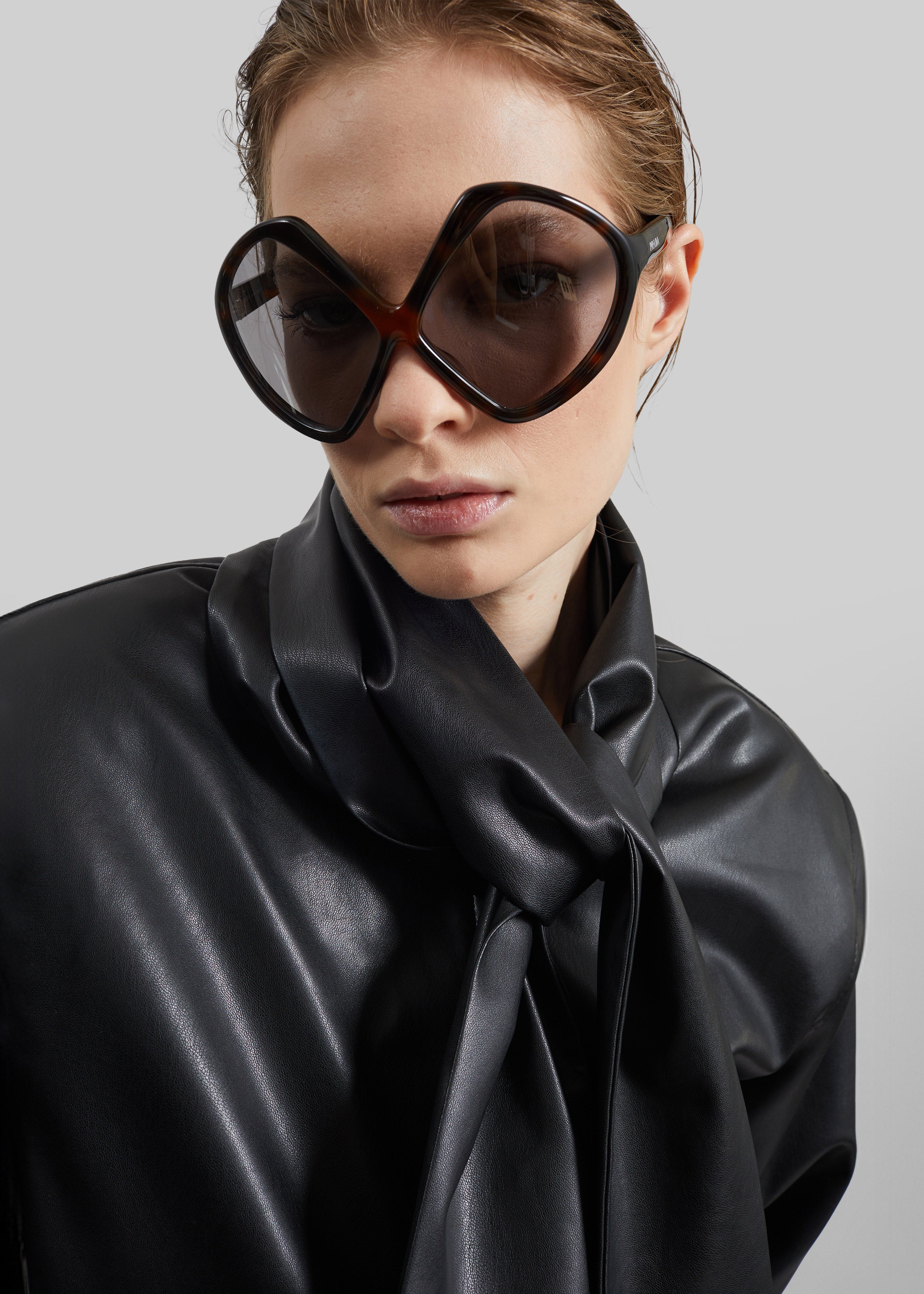 Hirson Faux Leather Scarf Jacket - Black