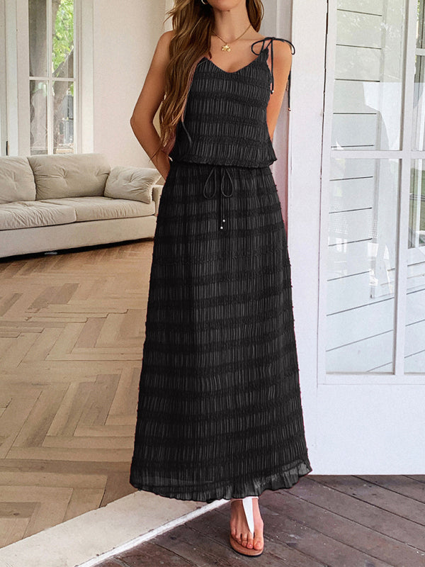 Seaside Strappy Two-piece Set Maxi Skirt and Crop Top