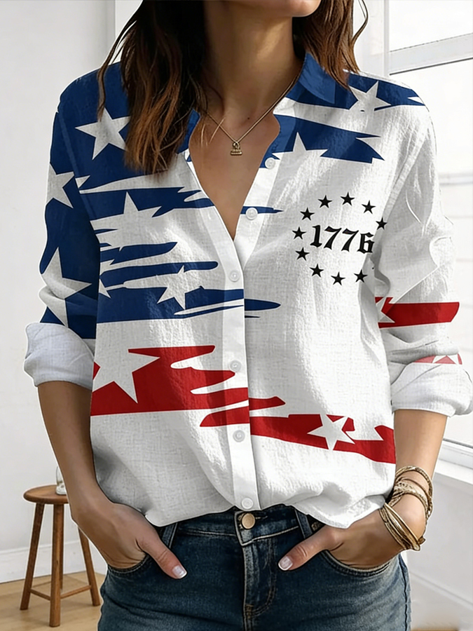 Women'S Flag Printed Shirt