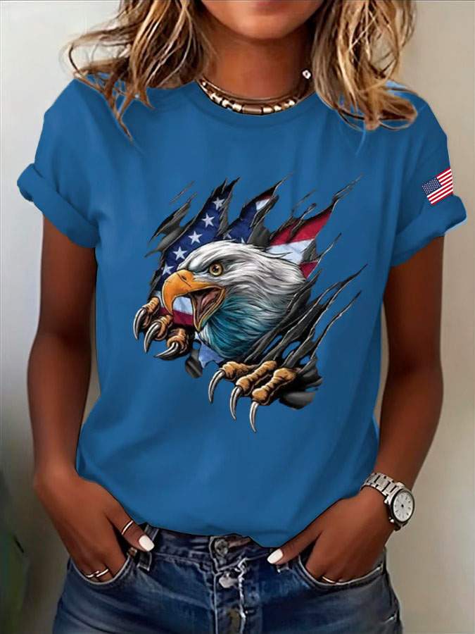 Women'S American Independence Day 250Th Anniversary Printed Round Neck Short Sleeve T-Shirt