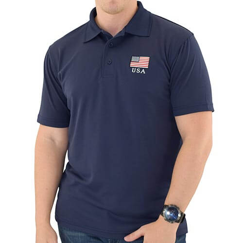 Mens Patriotic Classic Polo Shirt Navy