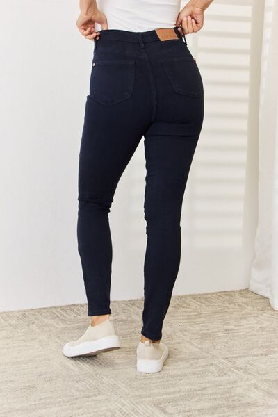 Blue Full Size Garment Dyed Tummy Control Skinny Jeans