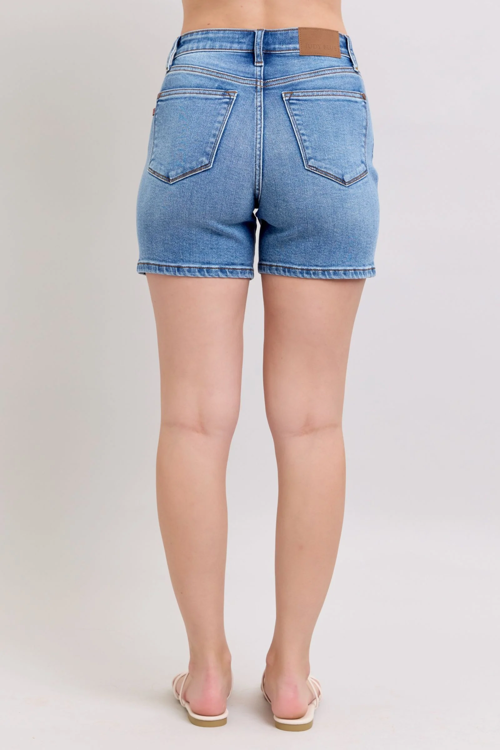 2 Button Denim Shorts with Pockets