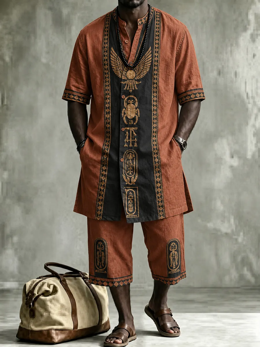 Men's Short-Sleeve Shirt and Shorts Set – Ancient Egyptian Style