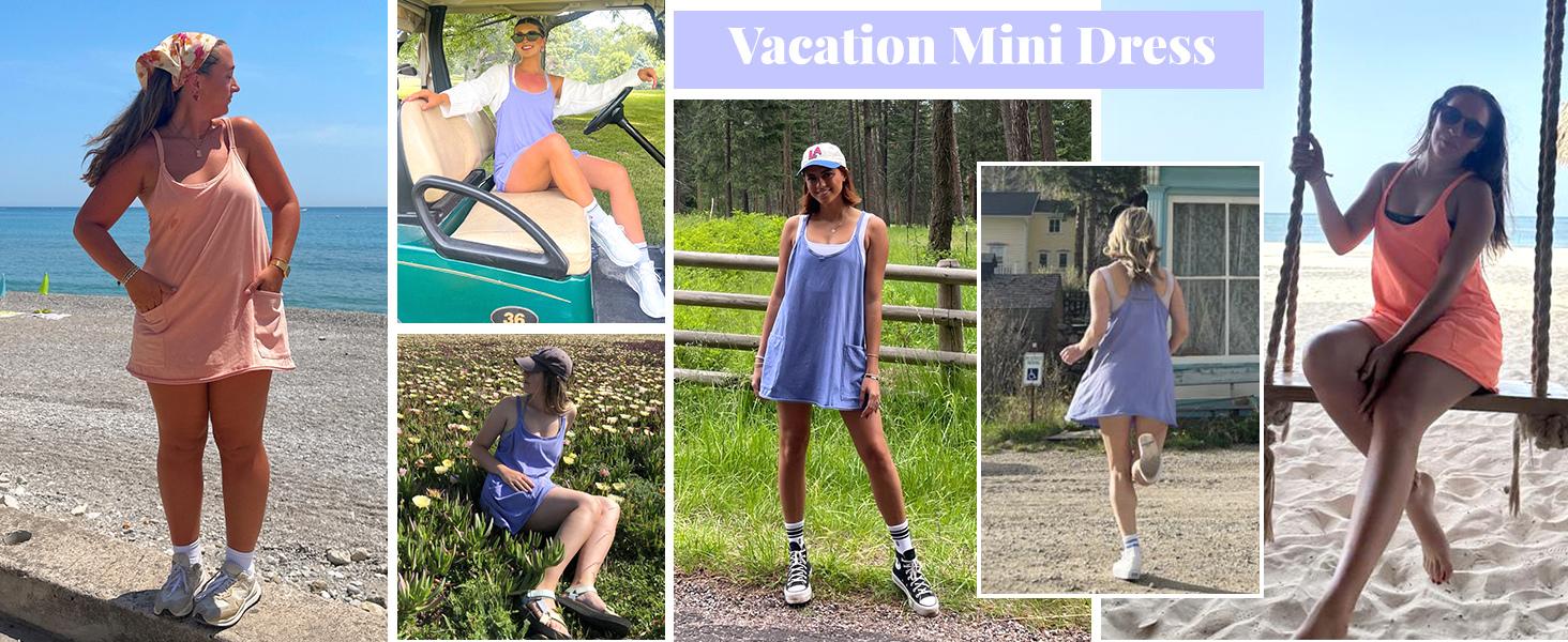 ⚡Mother's Day Sale🔥 Women's Summer Sleeveless Mini Dress with Built-in Shorts