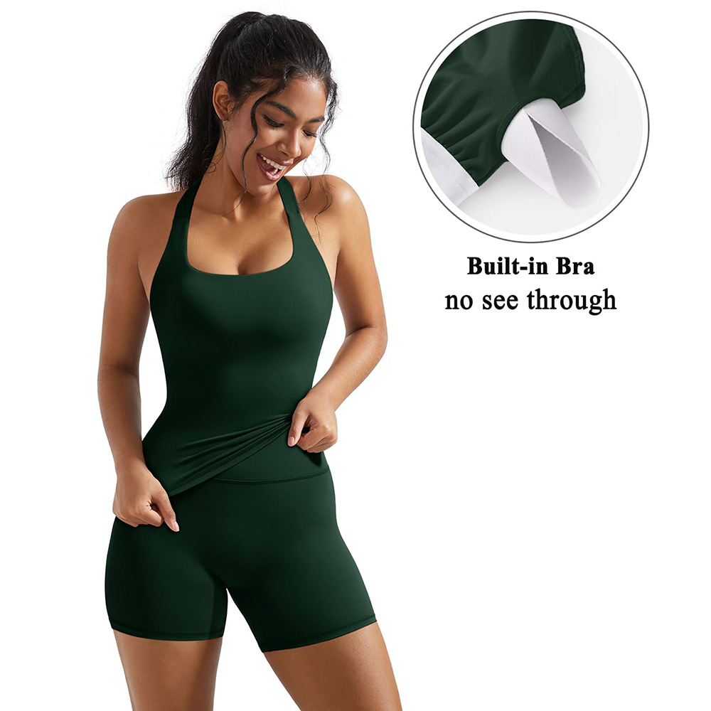 Two-Piece Women's Halter Top & High Waist Shorts Sports Set