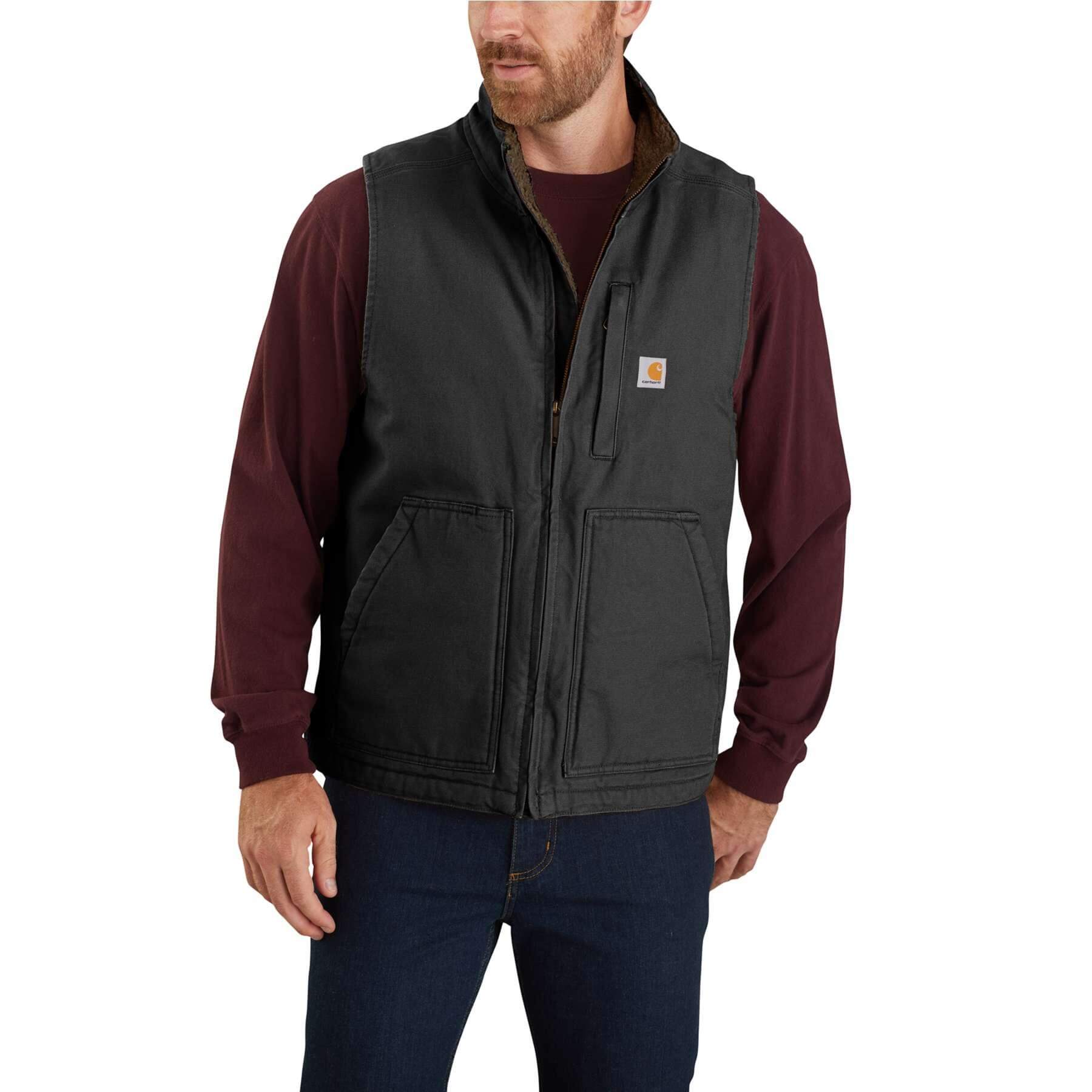 CHT Washed Duck Loose Fit Sherpa-Lined Mock Neck Gilet Vest 104277