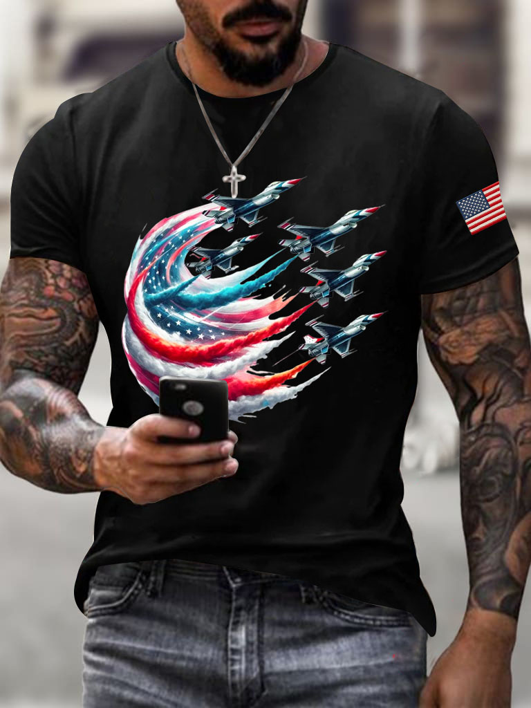 Men'S American Flag Jet Fighter T-Shirt