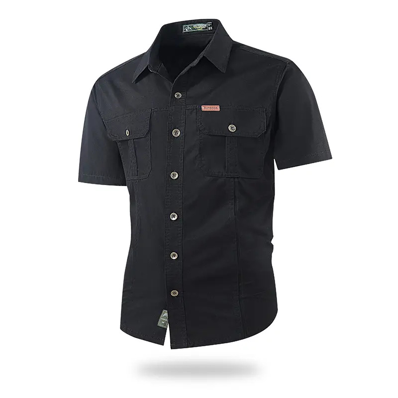 Lightweight, multi-pocket short-sleeve utility shirt for summer outdoor leisure.