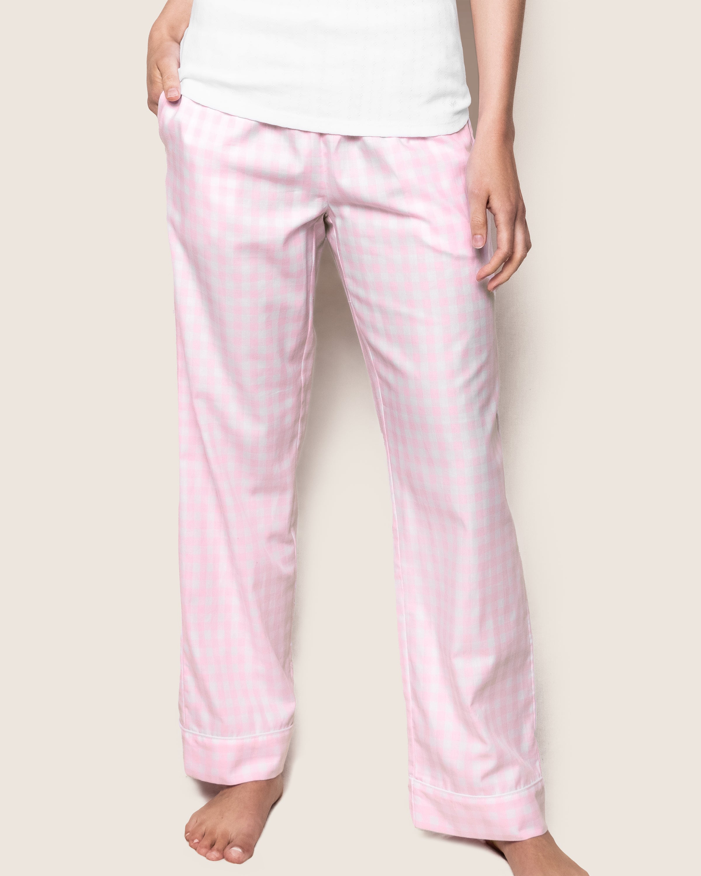 Women's Twill Pajama Pants in Pink Gingham