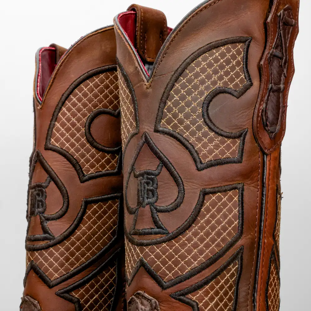Matte Chocolate Brown Pirarucu Leather Boots - Square Toe