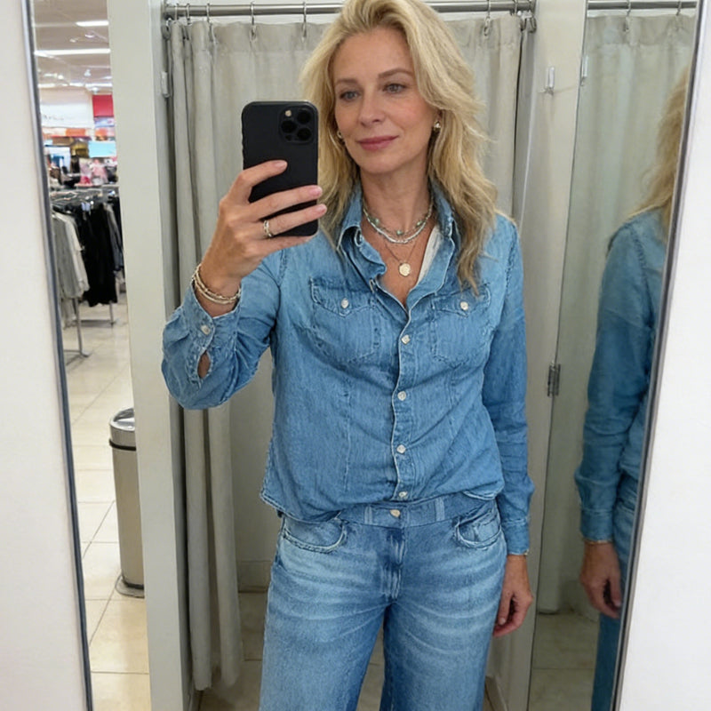 🔥Buy one get one free, only $29.99 Women’s Faux Denim Pajama 2-Piece Set🔥Final Day Clearance!🛒