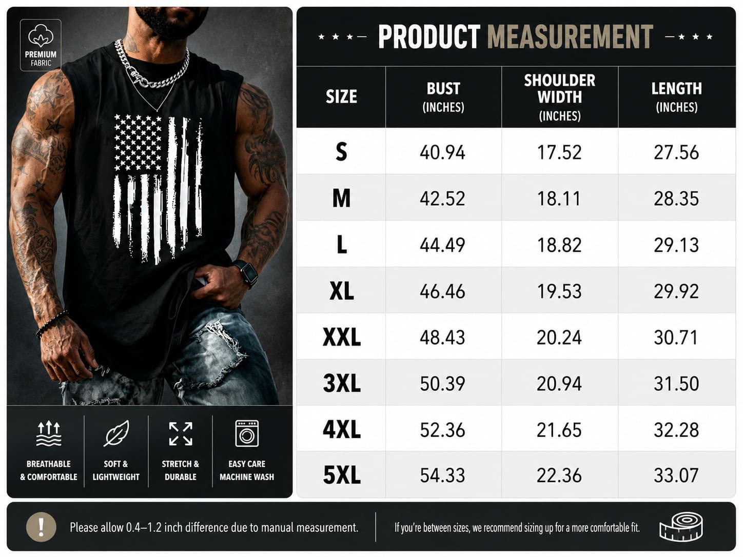 Men's American Flag Graphic Print Crew Neck Fitted Tank Top Vest
