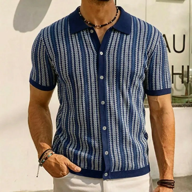Men’s Retro Knit Button Polo Shirt