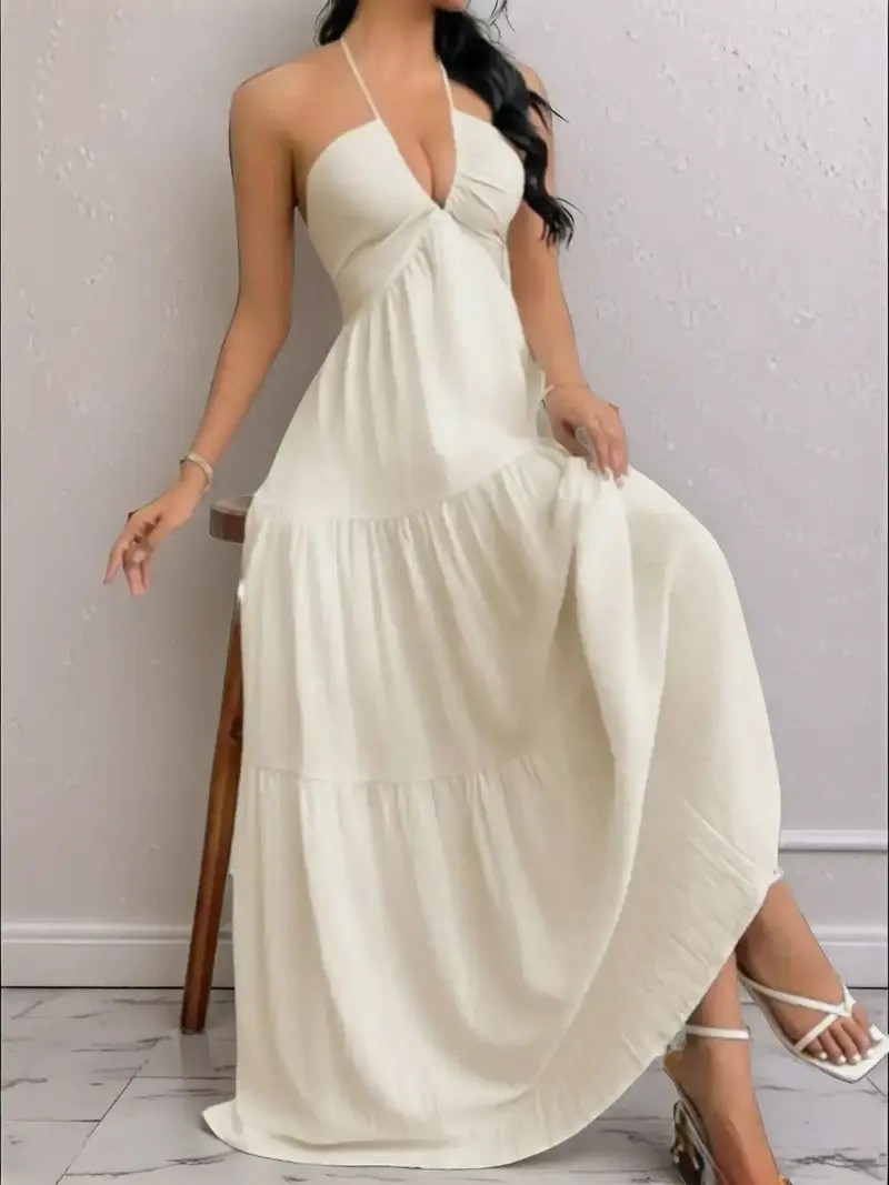 Women's Solid-Color Dress Casual, Loose-Fit, Sleeveless Dress & Ideal for Beach Vacations