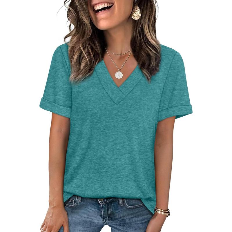 Women's Casual V-Neck Short Sleeve T-Shirt