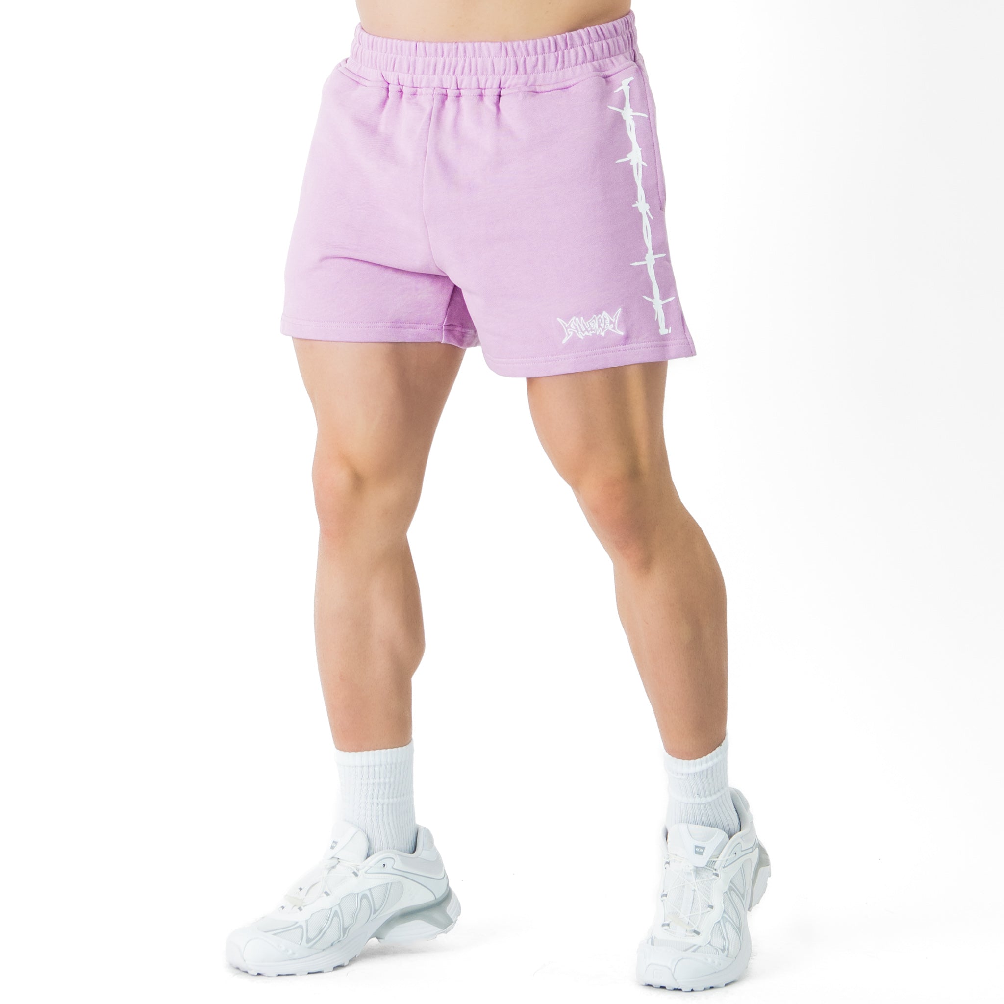 COTTON SHORTS (MID THIGH CUT) BARBWIRE - PINK / WHITE