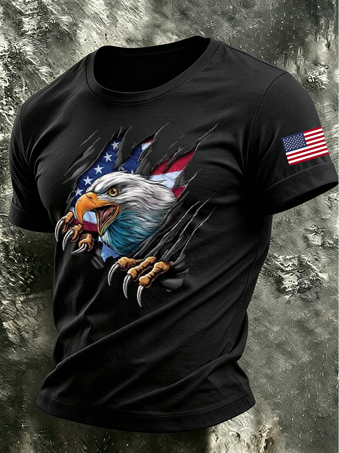 Men'S America Flag Printed Casual T-Shirt