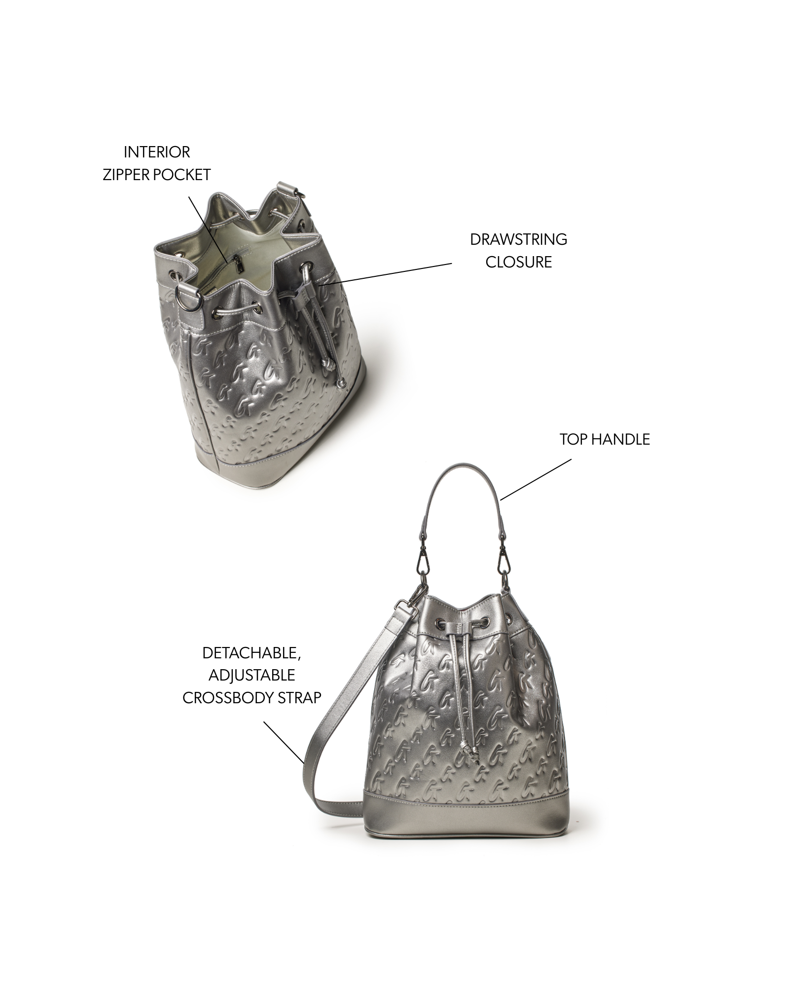 LARGE MONOGRAM BUCKET BAG - PLATINUM