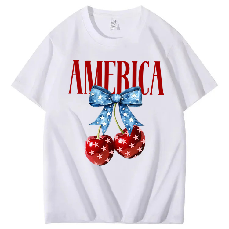 American Flag Cherry Bow T-Shirt