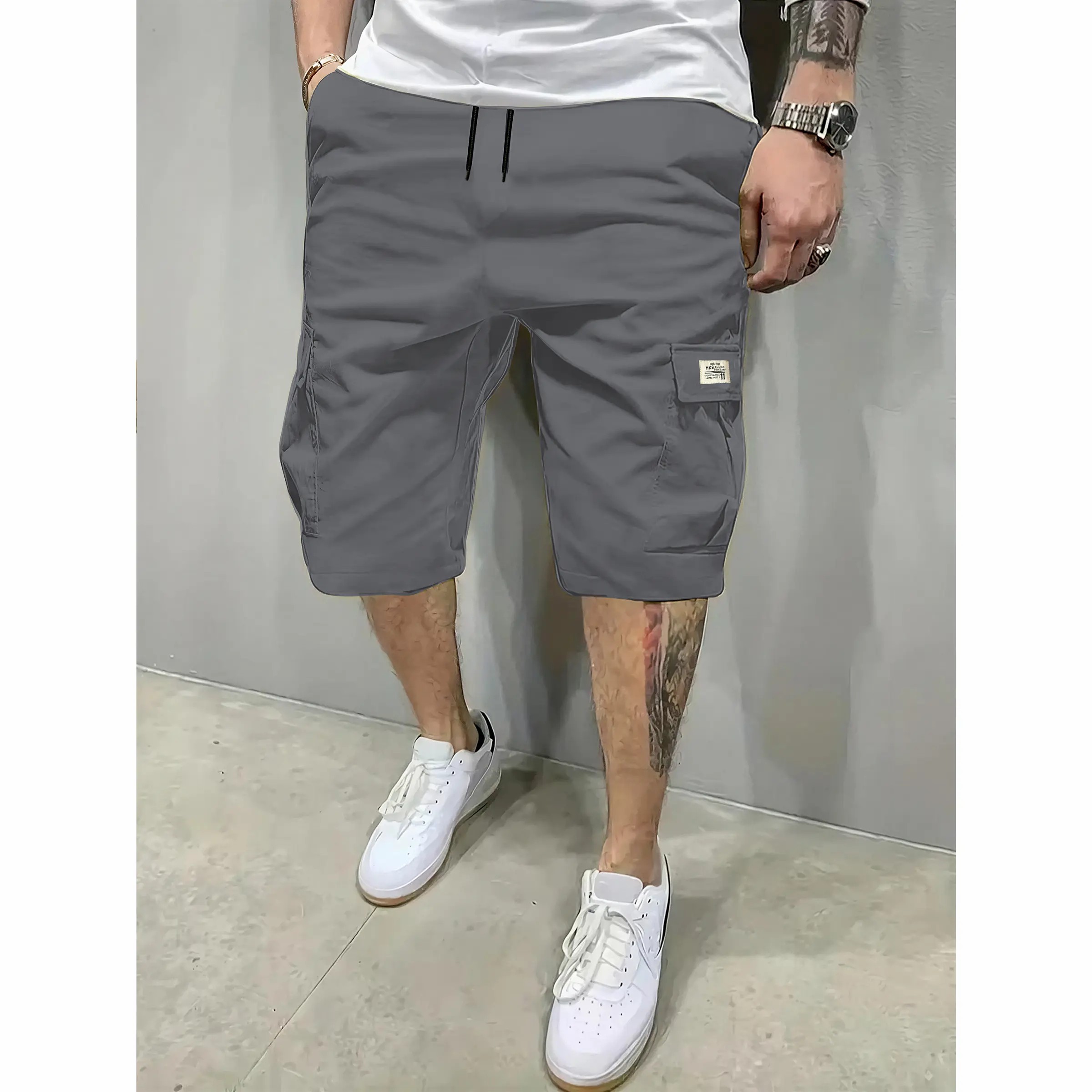 Men's 7-Pack Fitted Cargo Shorts – Elastic Drawstring, Slanted Multi-Pocket, Lightweight Summer Bottoms