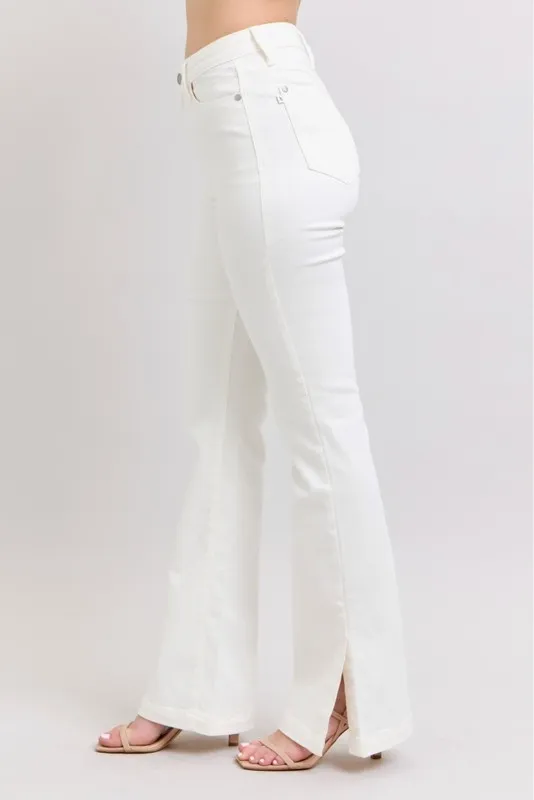 Blue Full Size High Waist Side Slit Slim Bootcut Jeans Plus Size