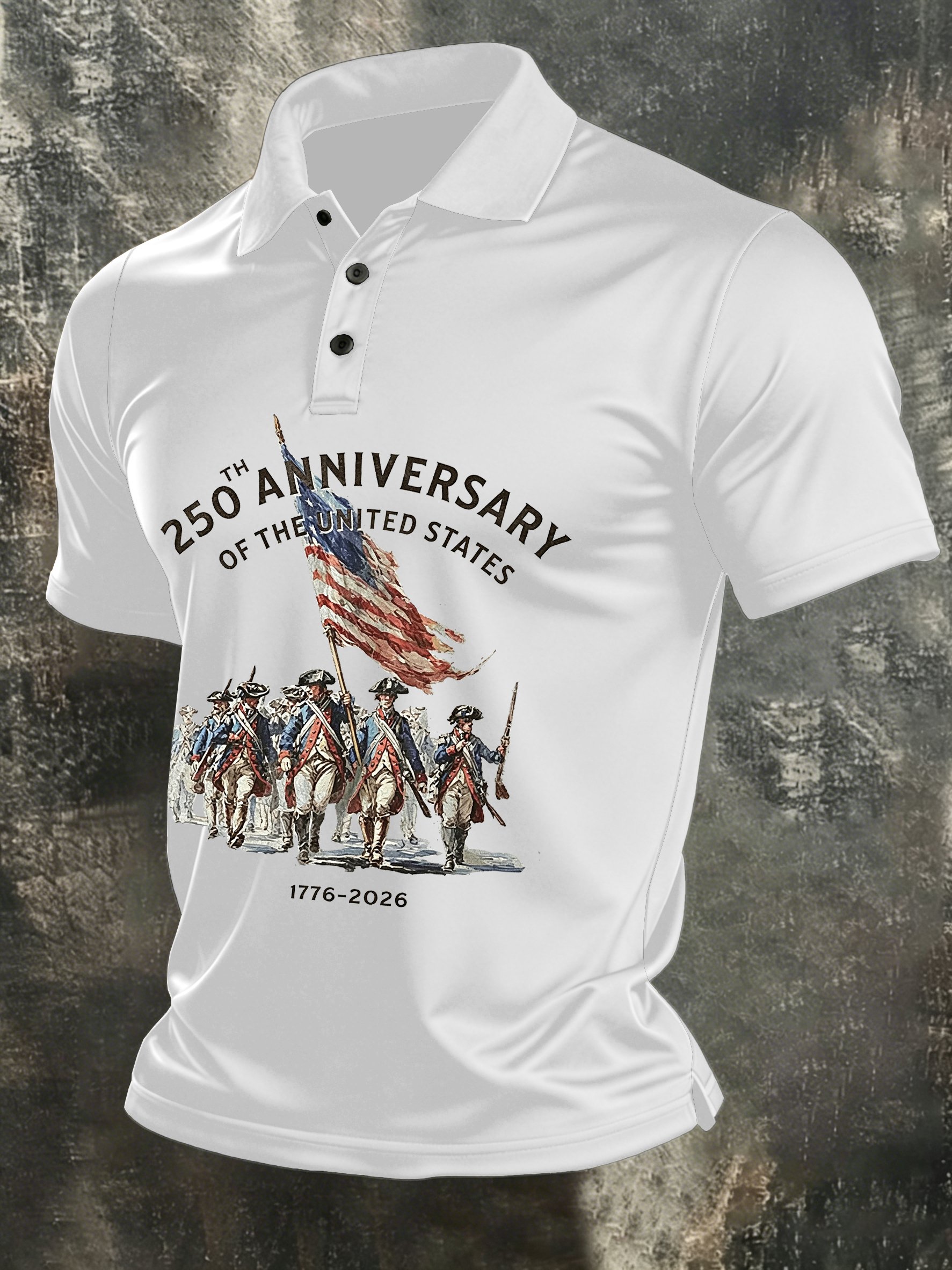 Men's America 250th Anniversary Print Casual Polo Shirt
