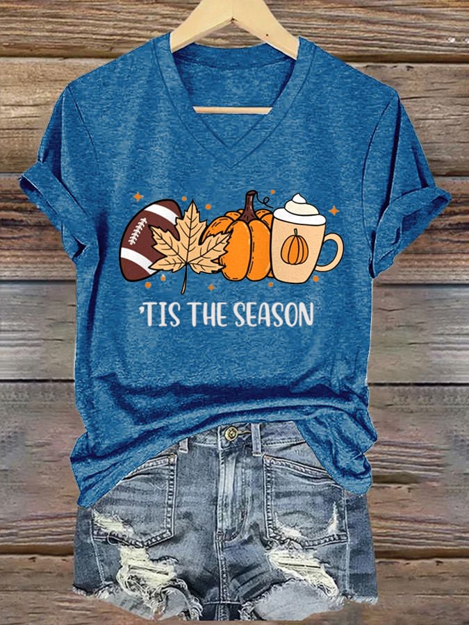 Women's Tis The Season  Print V-Neck T-Shirt