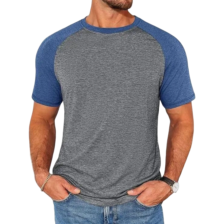 Mens Casual Slim Fit T Shirts Raglan Short Sleeve Crewneck Baseball Tees Color Block Workout Fashion Shirt