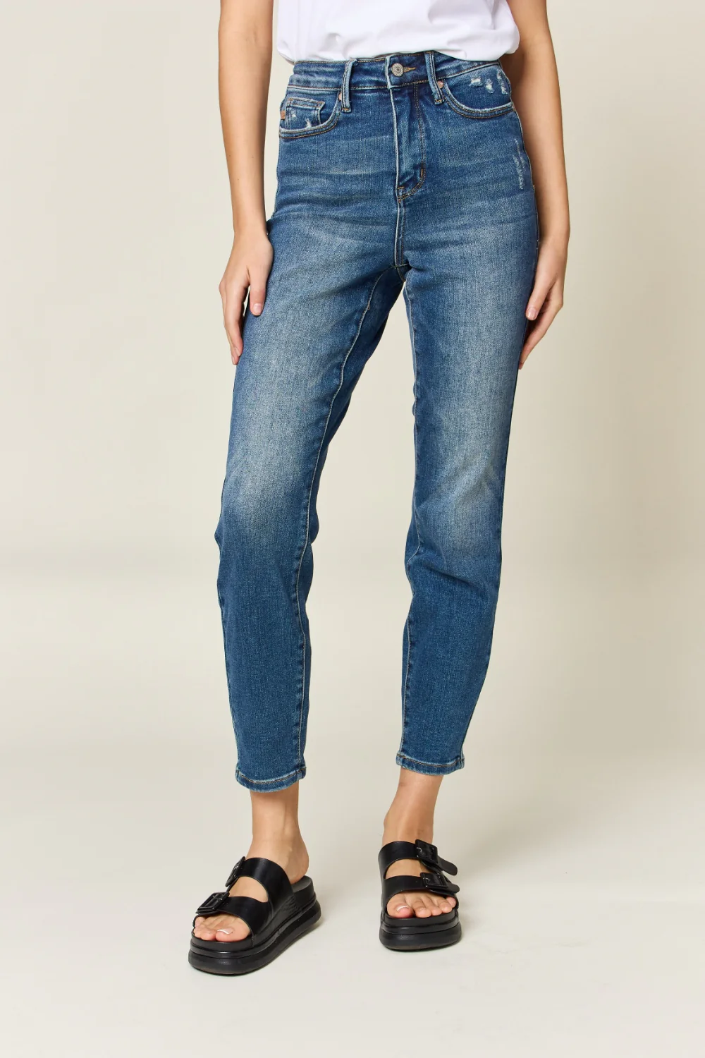 Blue Full Size Tummy Control High Waist Slim Jeans