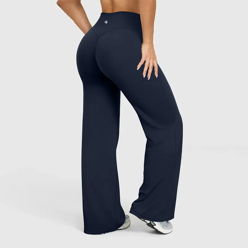Women's Casual Pants - High-waisted Loose-Fitting Casual Pants - Comfortable and Elastic Loose Pants with Stretchy Material - Straight Leg Hem