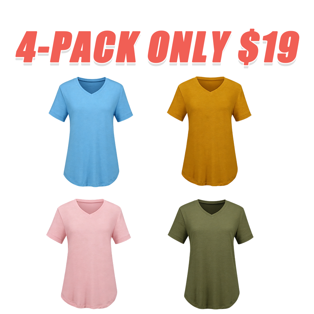 Women's Casual V-Neck Short Sleeve Tees