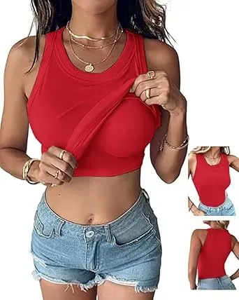 Women's Built-in Bra Ribbed Tank Top