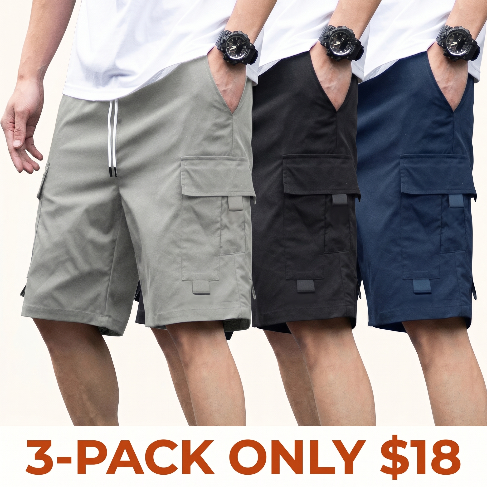 Men's Lightweight Cargo Shorts — New Summer Arrival: Drawstring Waist, Breathable Fabric