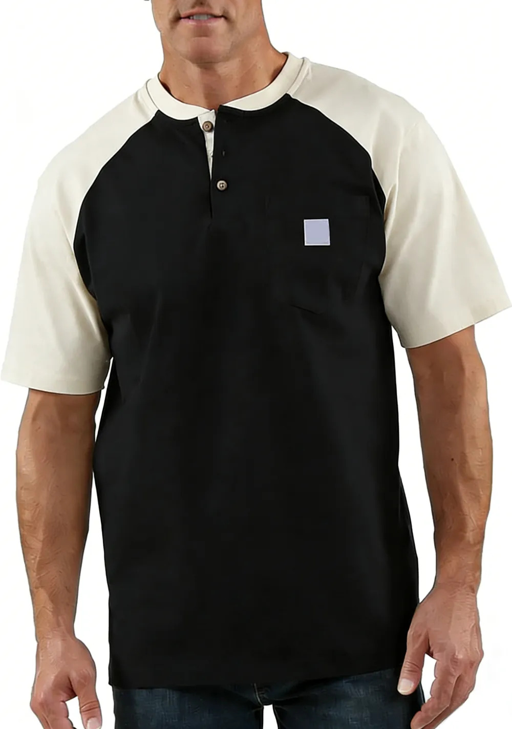 Men's color-blocked short-sleeved shirt