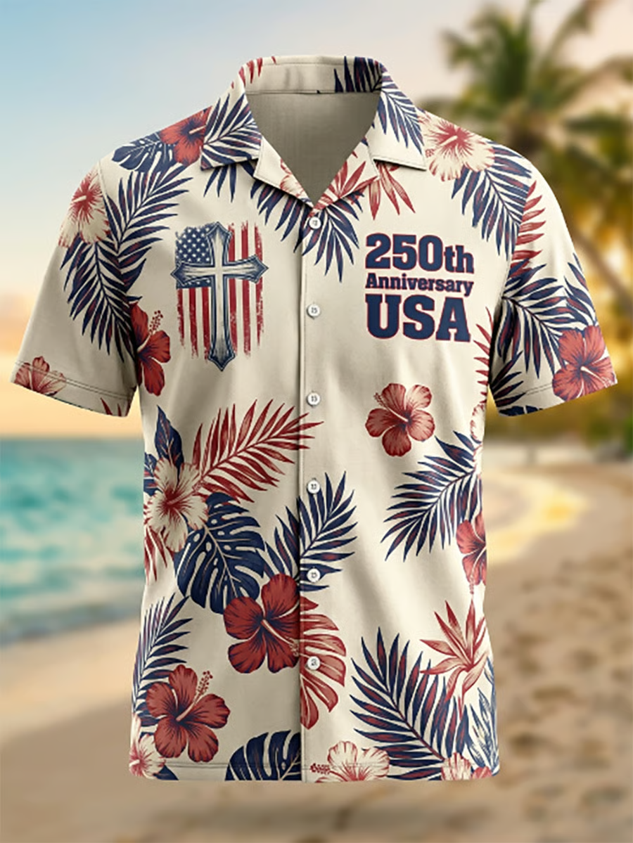 Men's U.S. 250th Anniversary Hawaiian Short-Sleeve Shirt