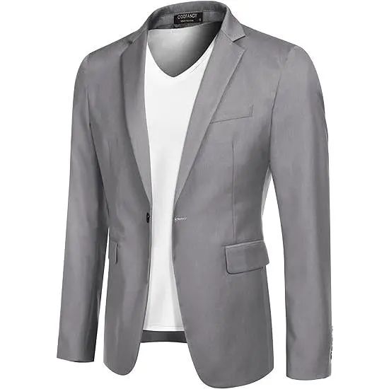 Mens Sport Coat Casual Blazer One Button Business Suit Jacket