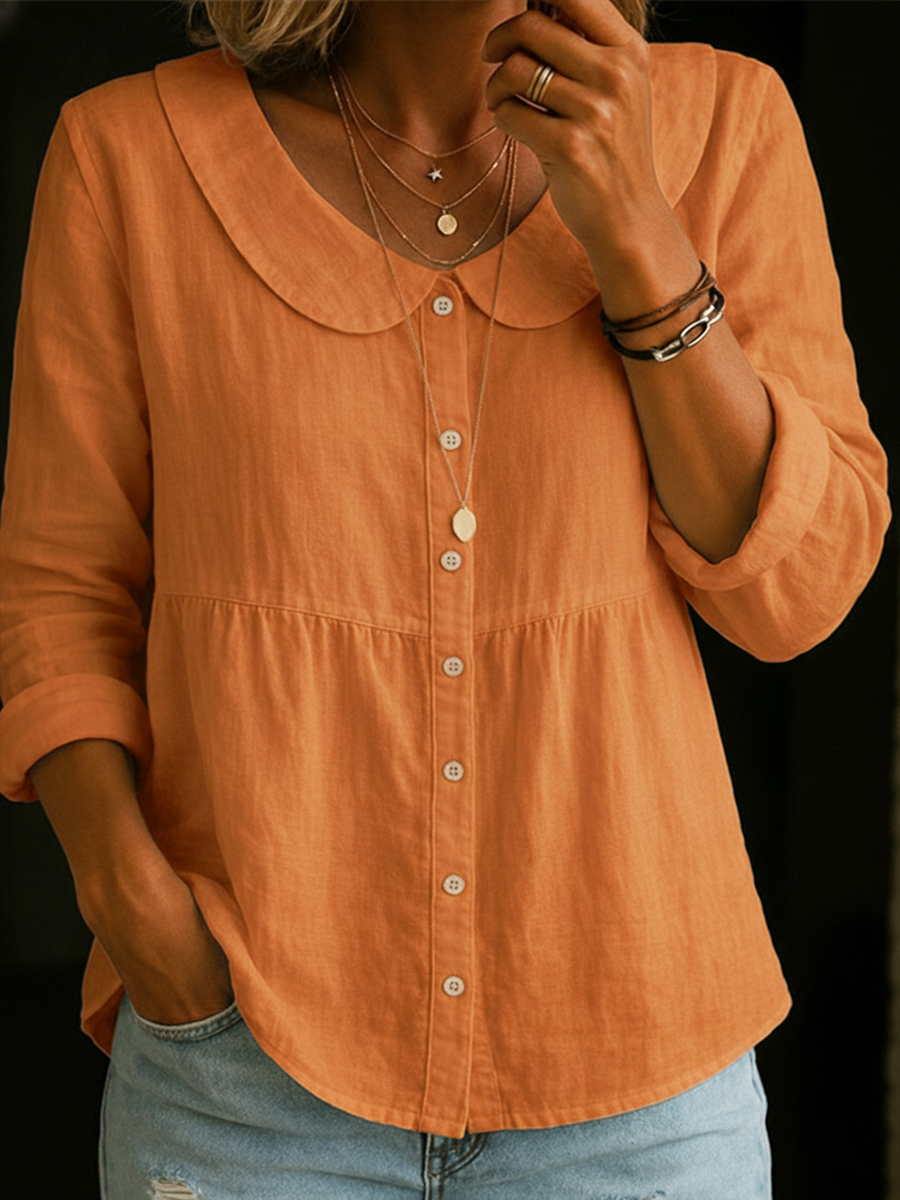 Peter Pan Collar Linen And Cotton Shirt